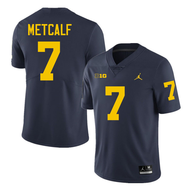 TJ Metcalf Michigan Jersey,Michigan Wolverines #7 TJ Metcalf College Football Jersey Youth-Navy